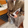 Women's Cropped Bomber Jacket Stand Collar Zipper Patch Pocket Rib Trim Long Sleeve Short Coat Vintage Autumn Casual Outfit