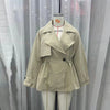 Women's Khaki Short Trench Coat Chic Lapel Collar Single Button Drawstring Waist Adjustable Oversized Jacket Commuting Outerwear