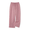 Women Loose Plaid Pants Casual Loose Elastic Straight Wide Leg Trousers with Pockets for Work Office Streetwear