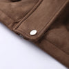 Vintage Turn-down Collar Suede Jackets Women Full Sleeve Breasted Pocket Coat Female Autumn Winter Chic Casual Wear