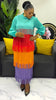 Tassel Patchwok Color Block Dress for Women Pleated Puff Sleeve Mid-calf Dresses Female Autumn