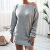 Sexy Wrap Hip Sweater Dresses Women Loose Korean Casual Knitted Dress Autumn Winter Lantern Sleeve Comfortable Female Short Gown