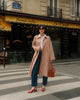 Women Plaid Long Windbreaker Chic Lapel Single Breasted Pocket Loose Jackets Lady Daily Commuting Street Outerwear