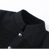 Green Stand Collar Napoleon Cropped Jacket Women Full Sleeve Shoulder Pad Jackets Spring Lady Street Outwear