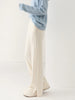 Women Wool Wide Leg Trousers Elastic Waist Side Slit Woman Wool Pants Autumn Winter 100% Merino Wool Knitted Soft Warm Trousers