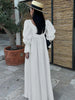 Black Lace-Up Dresses Woman Elegant Square Neck Long Sleeve Dresses Casual High Waisted Ankle-Length Dress