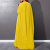 Autumn and Winter Women's Loose Round Neck Single Breasted Pleated Temperament Obese Women's Long Sleeved Dress