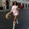 Women's Off-Shoulder Mini Dress Long Sleeve Oblique Neck Bodycon Sexy Short for Party Club Fall Winter