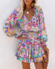 Women's Long Sleeve Mini Dress V-neck Drawstring Leopard Printed Waist Tied Dress Elegant Office Lady Dresses For Women