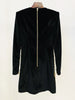 High Street Designer Women's Long Sleeve Sequined Rhinestone Diamonds Beaded Velvet Dress