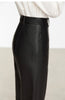 Minimalist PU Leather Casual Pants for Women Autumn Loose Floor Length Straight Slit Female Trousers 12343250