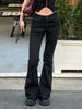 Fdey Stripe Slim Vintage Chic Jeans Zipper Pockets Low Waisted Button 90s Pants Streetwear All-match For Women