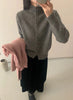 Soft Comfortable Stand-Up Collar Sweater Cardigan Women Simple Single Breasted Cardigans Coat Autumn Solid Knitted Outerwear