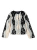 Women Color Block Faux Fur Coat Casual Round Neck Long-sleeved Fluffy Warm Crop Coats Winter Lady Chic Daily Street Jacket