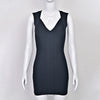 Sexy Plunge V Bandage Dress Stripes Slim Bodyocn Mini Party Celebrity Evening Dress Elastic Knitted Vestidos