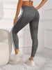 Women's Soft Leggings With White Striped, High Waist Stretch Workout Running Tight Pants