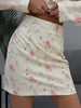Floral Printed Blazer Skirt Suit Women Elegant Cropped Lapel V-neck Coat Slim Mini Skirts Set Spring Lady Casual Outfit
