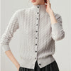 Autumn Women's Cardigan 100% Cashmere Knitted Sweater Chic Tops Female Causal Turtleneck Collar Loose Size Jacket Coat