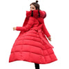 Women Winter Long Cotton Coat Women Big Fur Collar Parkas Korean Loose Belt Slim Jacket Down Cotton Coat Women Outwear