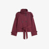 Belted Waist Cropped Trench Double Breasted Stand Collar Autumn Chic Elegant Women Coat Casual Vintage Office Lady Jacket