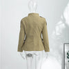 Women's Jacket Slim Fit Stand Collar Tailored Epaulets Flap Pockets Single Breasted Button Down Blazer Coat Spring Outwear