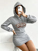 Women's Casual Long Sleeved Solid Color Pattern Short Hooded Dress Short Skirt, Suitable for Daily Outdoor Wear