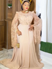 Plus Size African Wedding Party Dresses for Women Dashiki Sequin Long Sleeve Evening Gown Elegant Muslim Maxi Dress