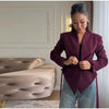 Solid Pleated Women's Jacket Chic V-neck Waist Cinched Single Breasted Tie Up Full Sleeve Coats Lady Autumn Woman Outerwear