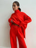 turtleneck sweater set women's European, American autumn and winter loose casual lazy thickened knitted trousers set