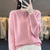 2026Knitted Sweater Autumn/Winter Cardigan Short Jacket Loose Top Women's Lazy Style Round Neck Star Button Knitted Sweater
