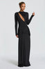 Hollow Out Long Sleeve Sexy Maxi Dress Women Gown Elegant O Neck Draped Ruched Bodycon Club Party Long Dress
