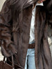 Casual Brown Lace Up Faux Fur Coat Women Turtleneck Full Sleeve Fluffy Loose Striped Long Coats Lady Winter Daily Street Jacket