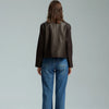Women's Autumn Clothing European Sheepskin Casual O-Neck Single-Breasted Coffee Litchi Stria Genuine Leather Jacket
