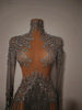 Sparkly Rhinestones Tassel Sexy See-Through Dress Women Latin Dance Outfits Bars Nightclub Party Perform Stage Costume