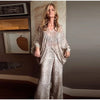 Spring Women Chic Boho Snake Print Pants Set Casual Batwing Sleeve Button Blouse & Wide-leg Pants Lady Vacation Outfits