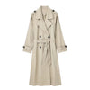 Women With Belt Solid Double Breasted Trench Vintage Lapel Neck Long Sleeves Female Chic Lady Outfits