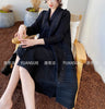 Pleated Triple Button Long Sleeve Lapel Dress Women Spring Korean Causal Elegant Clothes