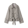 Chic Plaid Loose Women's Autumn Coats Belts Double-Breasted Lace-Up Turn-Down Collar Full Sleeve Lady Jacket Female Outwear