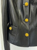 High Street Designer Jacket Women's Slim Fitting Snail Button Artificial Leather Blazer