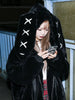 Autumn Oversized Sweet Cute Soft Purple Black Faux Fur Coat Women with Bunny Ears Kawaii Loose Fluffy Jacket Hoodie