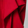 Spring Women's Elegant Party Evening Midi Dresses Long Sleeves Stand Collar Pleated Cocktail Prom Red Dress