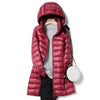 Outerwear Winter Women Korean Slim Remove Hooded Parka Down Jackets Long Light Thin Coat Puffer Jacket