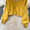 Winter Women Knitted Sets Breading Long Sleeve Pearl Sweater+Knitted Camis Dress Sets Sweater Suits