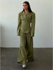 Limo Notched Lapel Wrap Blazer Ruched Waist Side Button Detail Slim Fitted Long Sleeve Women Elegant Cropped Suit Jacket
