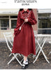 Art Mori Girls Long Dress Autumn Winter Basic Wear Retro Vintage Japan Style Doll Neck Cute Sweet Ribbon Bow Tie Corduroy Dress