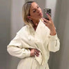 Women's Bomber Jacket Autumn Winter Button Oversized Outerwears Beige Long Sleeve Top Coats & Jackets Chic Coat
