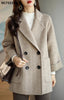 Stylish Long Sleeve Loose Pockets Women Woolen Jacket Autumn Winter Elegant Lapel Thick Female Jackets
