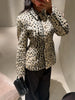 Leopard Printed Faux Fur Women's Coats Slim Lapel Single Breasted Full Sleeve Coat Autumn Winter Lady Warm Jackets