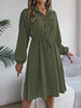 Autumn Winter Dresses for Women Casual Solid Color Button Tie Up Long Sleeved Shirt Dress Blue Green Black Red Woman Clothing