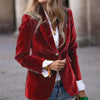 Women's Velvet Blazer Suit Jackets Business Casual Button Up Suit Jacket Autumn Winter Velvet Outerwear Work Office Coats